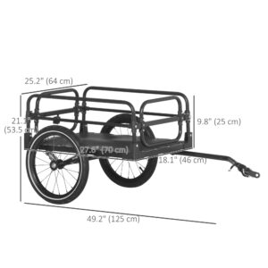 Aosom Bike Cargo Trailer Bike Wagon Bicycle Trailer with Suspension, Triple Safety Features, 16'' Wheels, 88 lbs Max Load