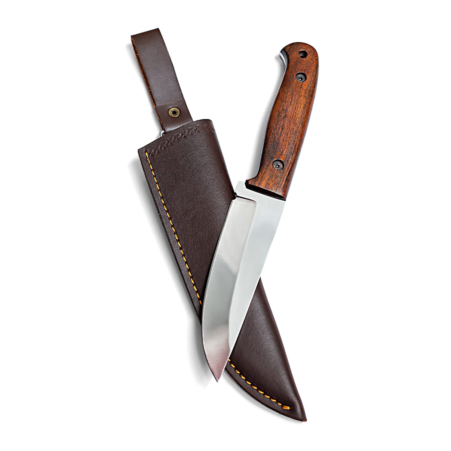 EJOY OUTDOORS Bushcraft knife With Leather Sheath | Fixed Blade Knife | Hunting Knife | Carbon Steel Knife for Men | Outdoor Knife With Wood Handle | 10 Inches Full Tang Survival Knife - Camping Knives | HUNT-08