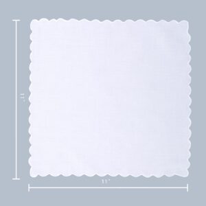 GB Women's 100% White Cotton Handkerchiefs with Wavy Edge for Embroidery and Tie Dye 12 Pieces