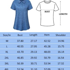 Vldnery Women's Golf Shirts Moisture Wicking Short Sleeve Shirt 3-Button Athletic Lightweight Yoga Tennis Polo Tops (L)