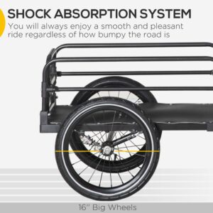 Aosom Bike Cargo Trailer Bike Wagon Bicycle Trailer with Suspension, Triple Safety Features, 16'' Wheels, 88 lbs Max Load