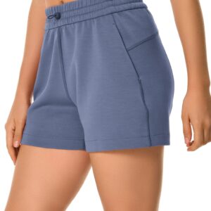 Colorfulkoala Women's High Waisted Ultra Soft Athletic Jersey Shorts Casual Summer Lounge Pants with Pockets (M, Niagara Blue)