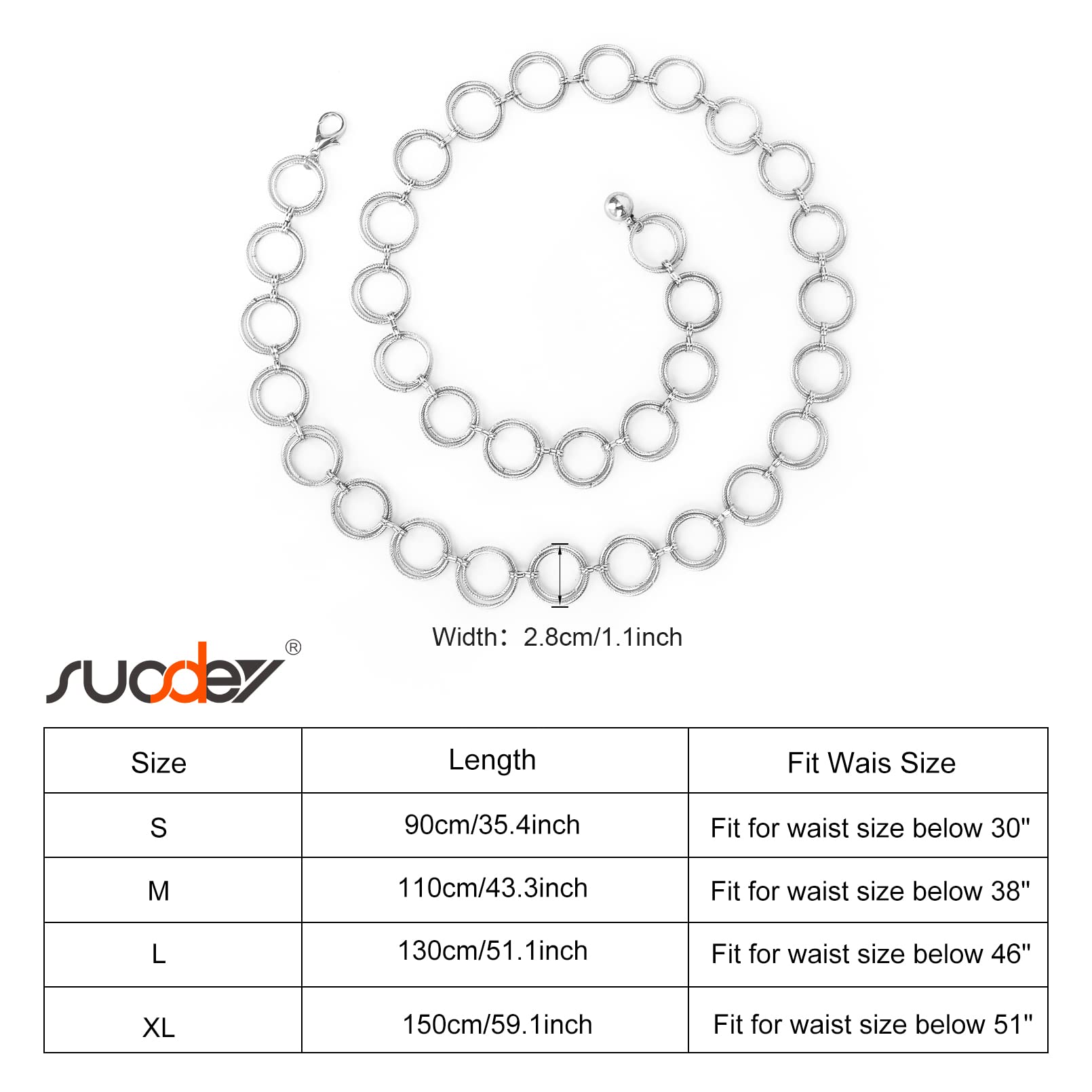 SUOSDEY Alloy Gold Waist Chain Belt for Women Fashion Cute Body Belly Link Belt Chain for Pants Dresses