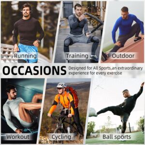 Yuerlian Men's Long Sleeve Compression Shirts Sports Rash Guard Base Layer Athletic Workout Shirt Gym Tops Undershirts Blue