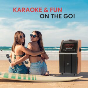 Pyle Portable Wireless BT Streaming Karaoke Machine Loudspeaker with Touch Screen and Wireless Microphone, Wheels and Handle Bar, Supports USB/SD/MMC/PC/TV / MP3 / Mobile Phone, etc.