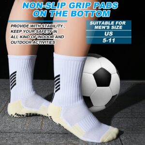 Jspupifip 2 Pair Soccer Socks Men,Ankle Socks Youth Black/White Speed Anti Slip Grip Pads Football Sock Gain the Edge Grip Soccer Socks for Women Girls Boys Teen Kids(White,Black)