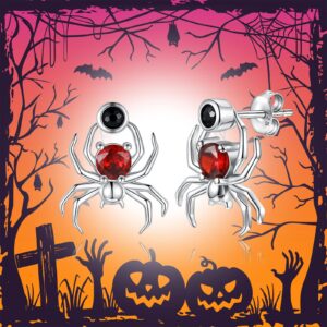 Sterling Silver Spider Stud Earrings Punk Red Cz Halloween Drop Dangle Earring Jewelry Gifts for Women (White)