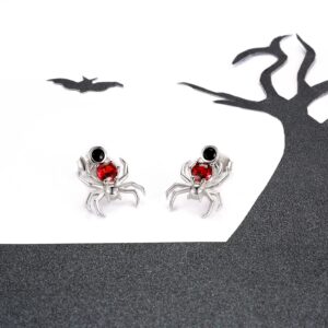 Sterling Silver Spider Stud Earrings Punk Red Cz Halloween Drop Dangle Earring Jewelry Gifts for Women (White)