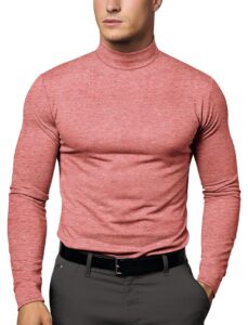 thermal base layer men mock turtleneck(red heather,xl)