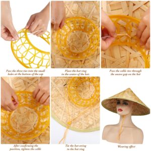 6 Pcs Bamboo Hat Retro Traditional Chinese Style Sun Hat Handmade Asian Straw Hat Bamboo Fishing Sunshade Hat for Women and Men