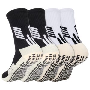 jspupifip 2 pair soccer socks men,ankle socks youth black/white speed anti slip grip pads football sock gain the edge grip soccer socks for women girls boys teen kids(white,black)