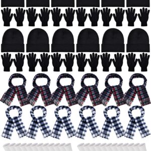 48 Pieces Winter Gloves Scarves Beanies Socks Set Winter Homeless Care Package Bulk for Homeless Charity Warm Gift