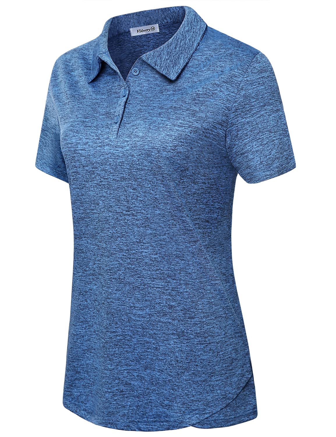 Vldnery Women's Golf Shirts Moisture Wicking Short Sleeve Shirt 3-Button Athletic Lightweight Yoga Tennis Polo Tops (L)