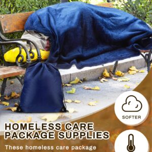 Jecery 72 Pieces Homeless Care Package Supplies Winter Coral Fleece Blanket Gloves Socks Beanies Scarves and Drawstring Bags Bulk for Winter Homeless Care