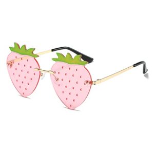 YAMEIZE Unique Strawberry Sunglasses Funky Cute - Women Men Festival Party Rave Halloween Christmas Colorful Eye Glasses