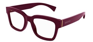 gucci gg1138o 003 eyeglasses burgundy full rim square shape 52mm