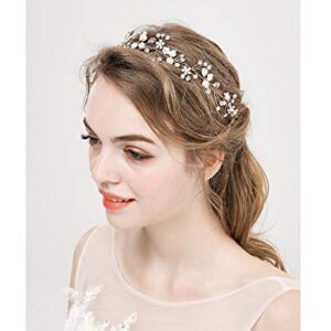 Headbands Wedding Hair Accessories for Women Bridal Headdress Engagement Flower Shape Headpiece HS128 Tiara (Metal Color : HS128)