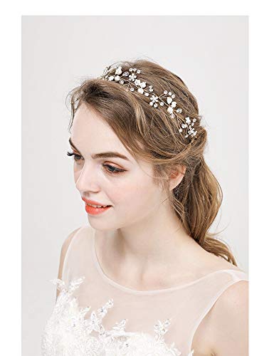 Headbands Wedding Hair Accessories for Women Bridal Headdress Engagement Flower Shape Headpiece HS128 Tiara (Metal Color : HS128)