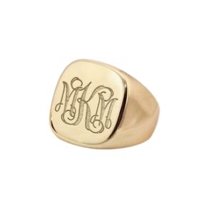 Elefezar Custom Monogrammed Letter Signet Ring for Men Women Minimalist Statement Ring Personalized 925 Sterling Silver Initial Pinky Ring Gold