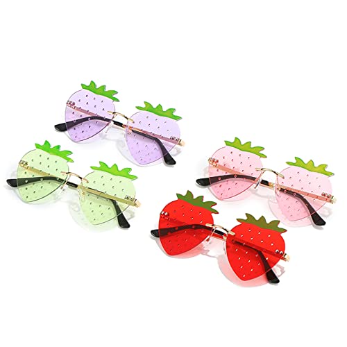 YAMEIZE Unique Strawberry Sunglasses Funky Cute - Women Men Festival Party Rave Halloween Christmas Colorful Eye Glasses