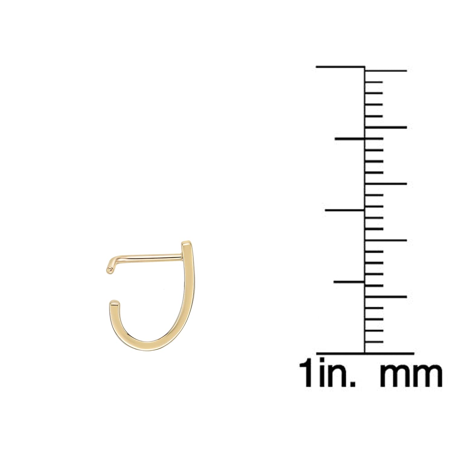 Lavari Jewelers 20 Gauge L Shaped Faux Hoop Nose Ring for Men or Women - 14k Yellow Gold Nose Stud Piercing - 20G Unisex Hypoallergenic Body Piercing Jewelry