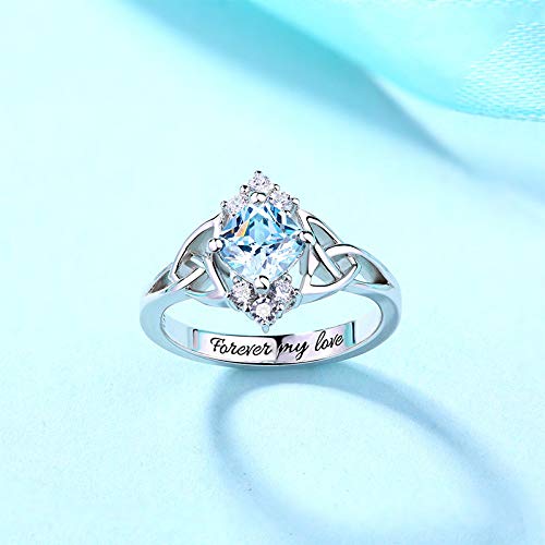 Dearlovey Engraved Celtic Band Birthstone Ring Sterling Silver