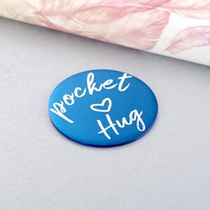 MIXJOY 2-Sided Little Pocket Hug Token Thinking of You Miss You Gift - You are Braver Than You Believe Cheer Up Gifts Good Luck Cancer Get Well Soon Coin, 1.5", Blue