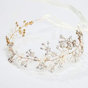 Headbands Wedding Hair Accessories for Women Bridal Headdress Engagement Flower Shape Headpiece HS128 Tiara (Metal Color : HS128)