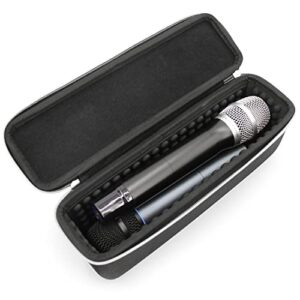 CASEMATIX Wireless Microphone Case Compatible with Two Wireless Mic System Microphones Up To 10.75" by Sennheiser, Shure and More - Sleek Mic Case For Travel with Zipper for Singing or Karaoke