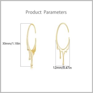 Gold Tapered Drop Dangle Open Small Hoop Earrings for Women Girls 925 Sterling Silver Hypoallergenic Waterdrop C Shaped Huggie Hoops Lightweight Minimalist Earring Halloween Jewelry Gifts