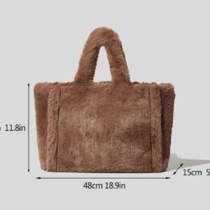 Women Tote Bag Fluffy Faux Fur Handbags Large Capacity Shopping Shoulder Bag Furry Clutch Handbag