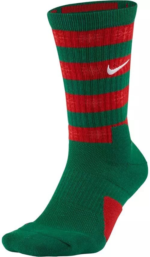 Nike Elite Basketball Christmas Socks Large (Fits Men Size 8-12) Green, Red DA5097-312