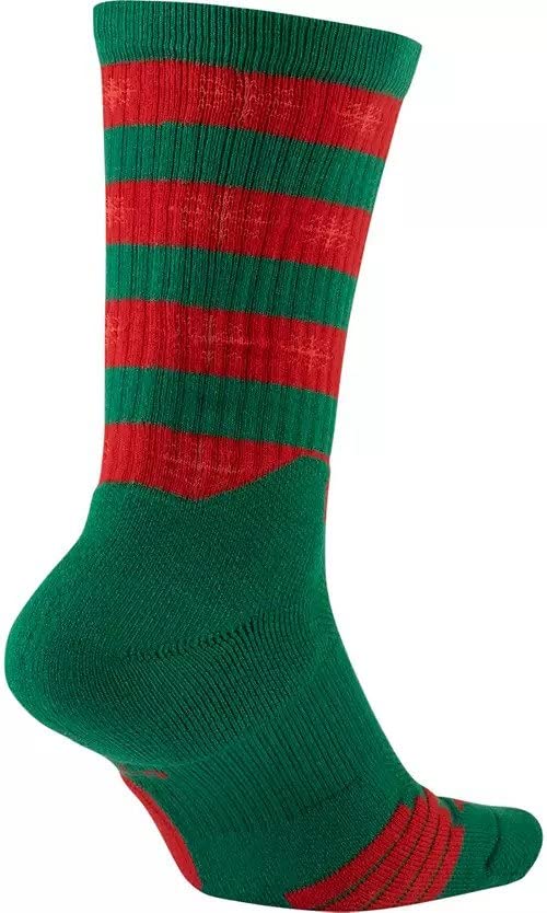 Nike Elite Basketball Christmas Socks Large (Fits Men Size 8-12) Green, Red DA5097-312