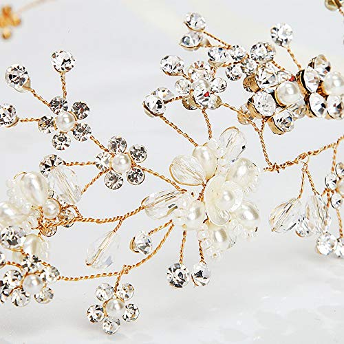 Headbands Wedding Hair Accessories for Women Bridal Headdress Engagement Flower Shape Headpiece HS128 Tiara (Metal Color : HS128)