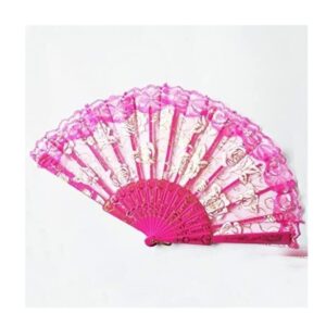 twomech folding fan chinese style folding fan lace hand held rose flower folding fan dance party wedding decor for wedding party decoration (color : a6, size : 23cm)