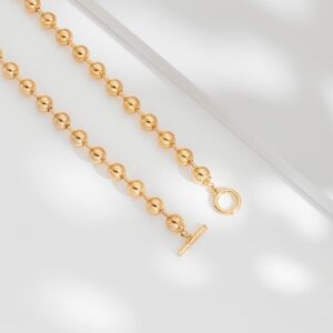 HESSAWELL Gold Necklaces for Women Men Gold Plated Beaded Chain Necklace Chunky Gold Ball Chain Choker Necklace for Women Fashion Jewelry