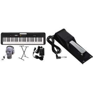 casio ct-s200bk 61-key premium keyboard pack with stand, headphones & power supply, black (cas cts200bk ppk) | casio sp-20 upgraded piano-style sustain pedal, black