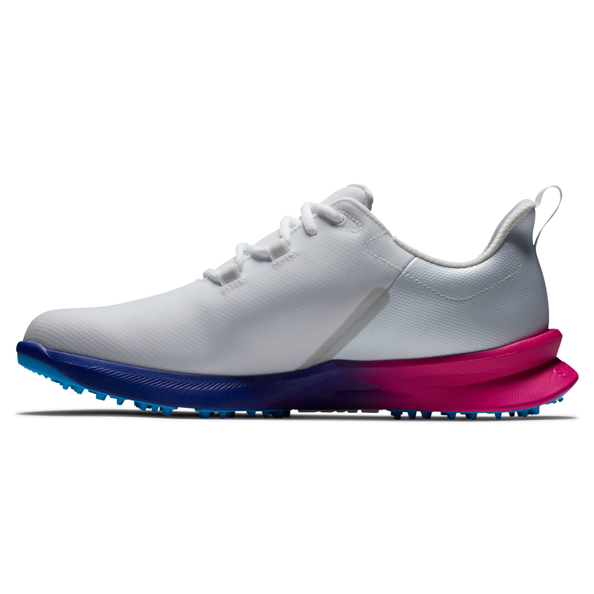 FootJoy Men's FJ Fuel Sport Golf Shoe, White/Blue/Pink, 12