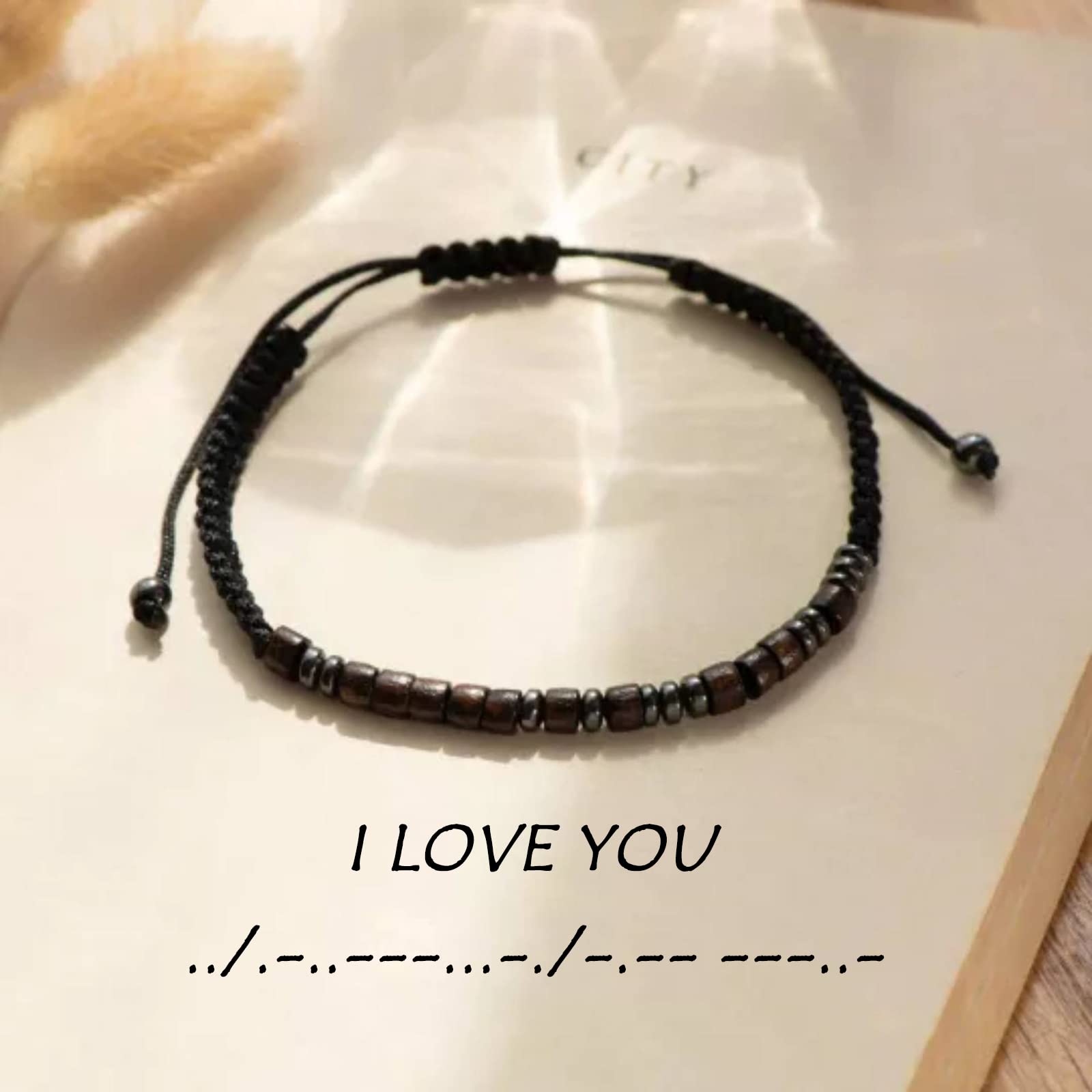 LINY Personalized Inspirational Gifts for Women, Motivational Beaded Bracelets Encouragement Meaningful Gifts for Daughter Granddaughter Best Sister Friends (Morse Bracelet for Son-B)