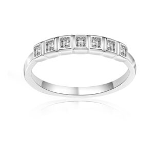 7 stone moissanite wedding band eternity ring wedding rings for women 925 sterling silver with 18k white gold plated 0.56 carats d color vvs1 princess cut lab created diamond engagement ring size 6