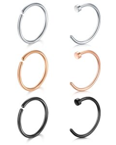 d.bella 22g small nose rings hoops surgical steel simple half hoop nose ring 8mm nose hoops nose nostril piercing hoop