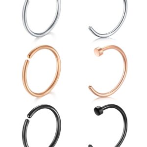 D.Bella 22G Small Nose Rings Hoops Surgical Steel Simple Half Hoop Nose Ring 8mm Nose Hoops Nose Nostril Piercing Hoop