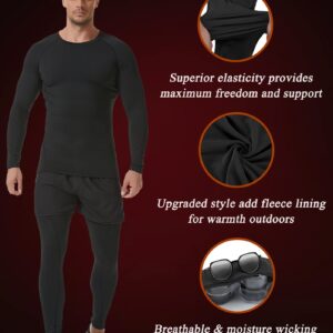 SILKWORLD Men's Thermal Long Sleeve Compression Shirts Athletic Cold Weather Base Layer,B1_3pack_Black#3,Large