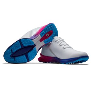 FootJoy Men's FJ Fuel Sport Golf Shoe, White/Blue/Pink, 12