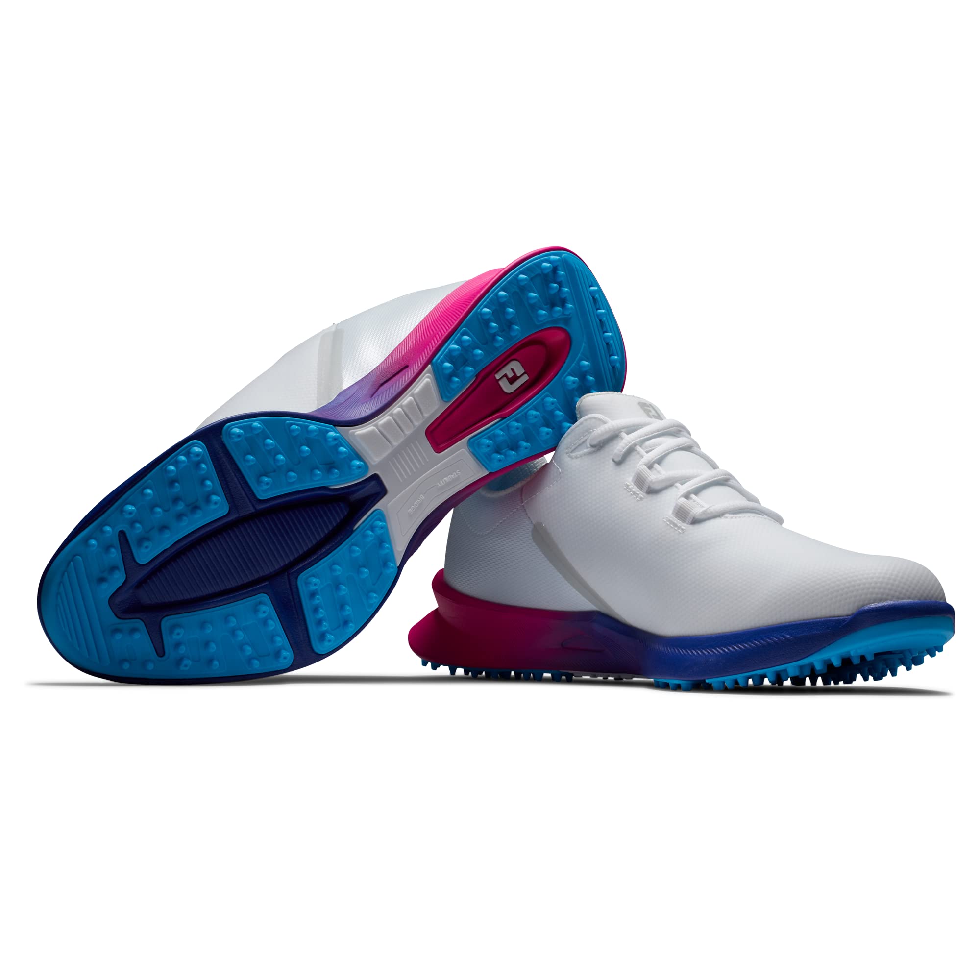 FootJoy Men's FJ Fuel Sport Golf Shoe, White/Blue/Pink, 12