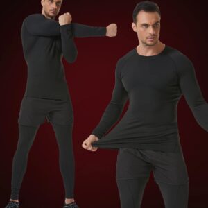 SILKWORLD Men's Thermal Long Sleeve Compression Shirts Athletic Cold Weather Base Layer,B1_3pack_Black#3,Large