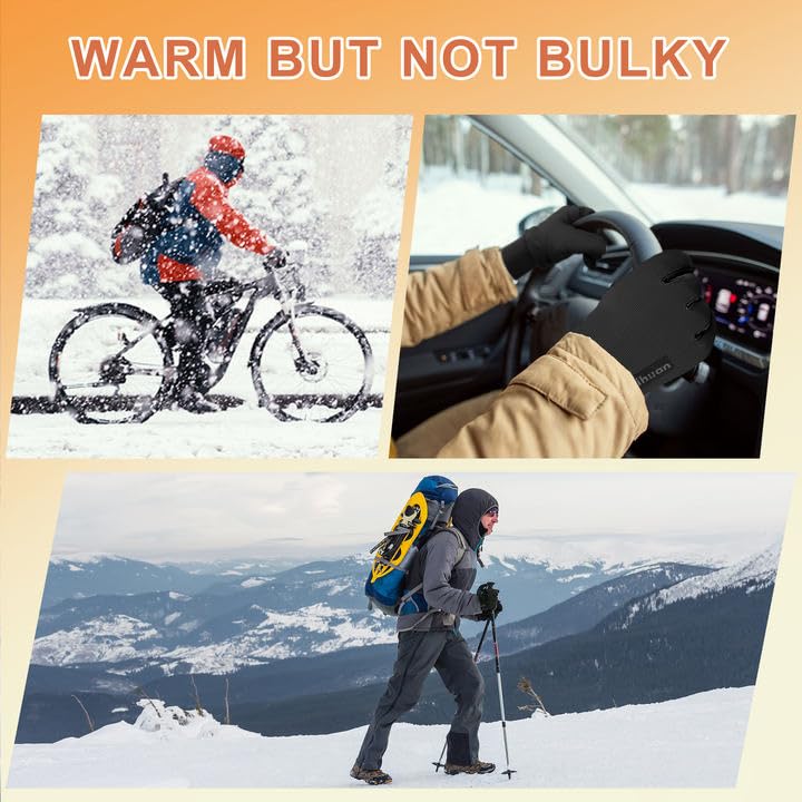 ihuan Winter Gloves for Men Women - Cold Weather Gloves for Running Cycling, Snow Warm Gloves Touchscreen Finger