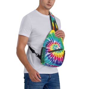 Lunepon Tie Dye Sling Backpack Crossbody Shoulder Bags For Women Men, Sling Bag Travel Hiking Chest Bag Daypack Unisex