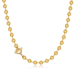 HESSAWELL Gold Necklaces for Women Men Gold Plated Beaded Chain Necklace Chunky Gold Ball Chain Choker Necklace for Women Fashion Jewelry