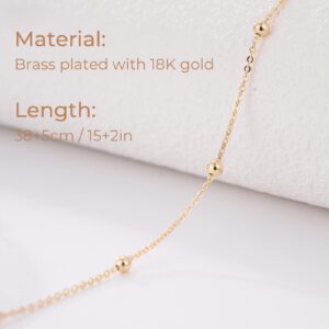 MJartoria Dainty Choker Necklace for Women 14K Gold Plated Minimalist Chain Choker Necklace Trendy Satellite Bead Choker Jewelry Gifts